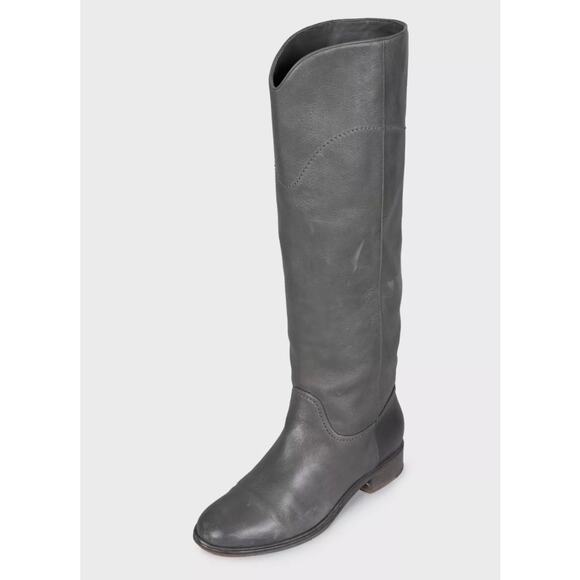 Chanel Grey Leather Knee-High Boots - Size 39.5 - Picture 3 of 6